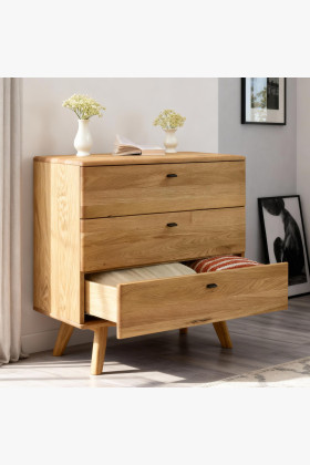 Eiche Kommode mit 3 Schubladen und Soft-Close, Naturholz